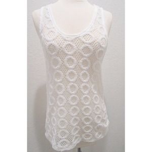 Banana Republic All Lace Racerback Tank Top Shirt White Stretch Women XS Petite